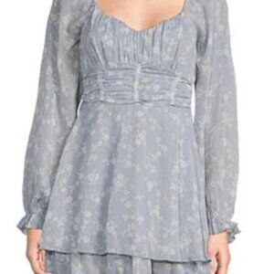 (Dillards)light blue floral skater style dress